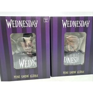 Set Of Wednesday & Thing Mini Snow Globe 5"  Netflix Addams Family New Pair
